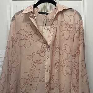 Zara Pink Sheer Blouse